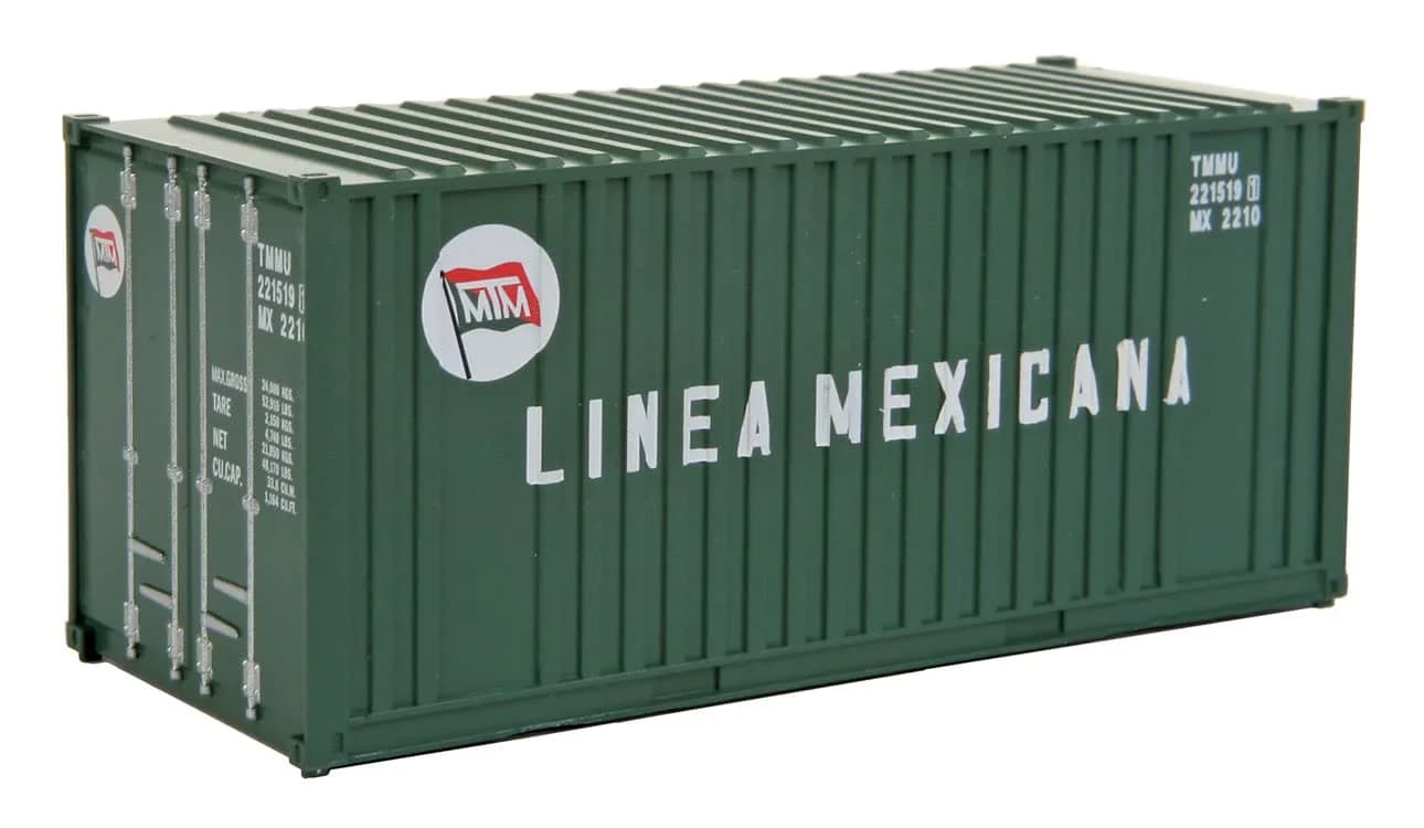 Walthers SceneMaster HO Scale Model of Linea Mexicana 20' Corrugated Container with Flat Panel | HO 87 Scale Container for Model Trains - main product image