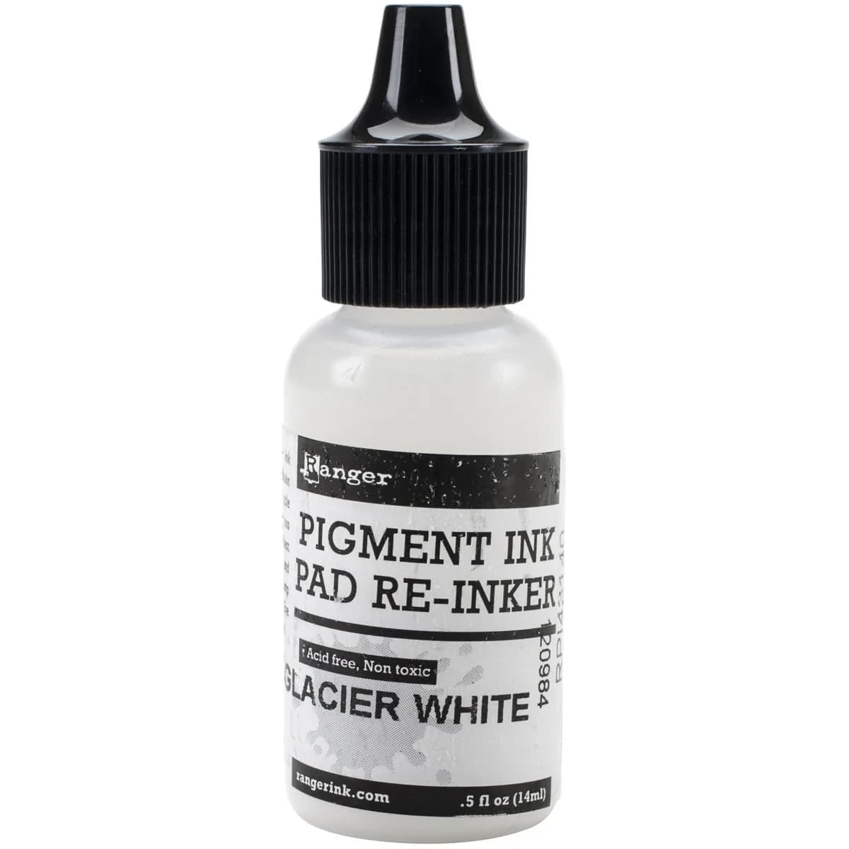 Ranger Pigment Ink Reinker Bottle Glacier White 15ml (0.5 fl oz) | Acid-Free Embossing Ink — 0.5 fl oz