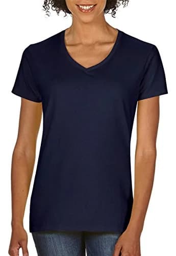 Gildan Women's Softstyle V-Neck T-Shirt - Medium - Navy | 100% Cotton Jersey Knit thumbnail 1