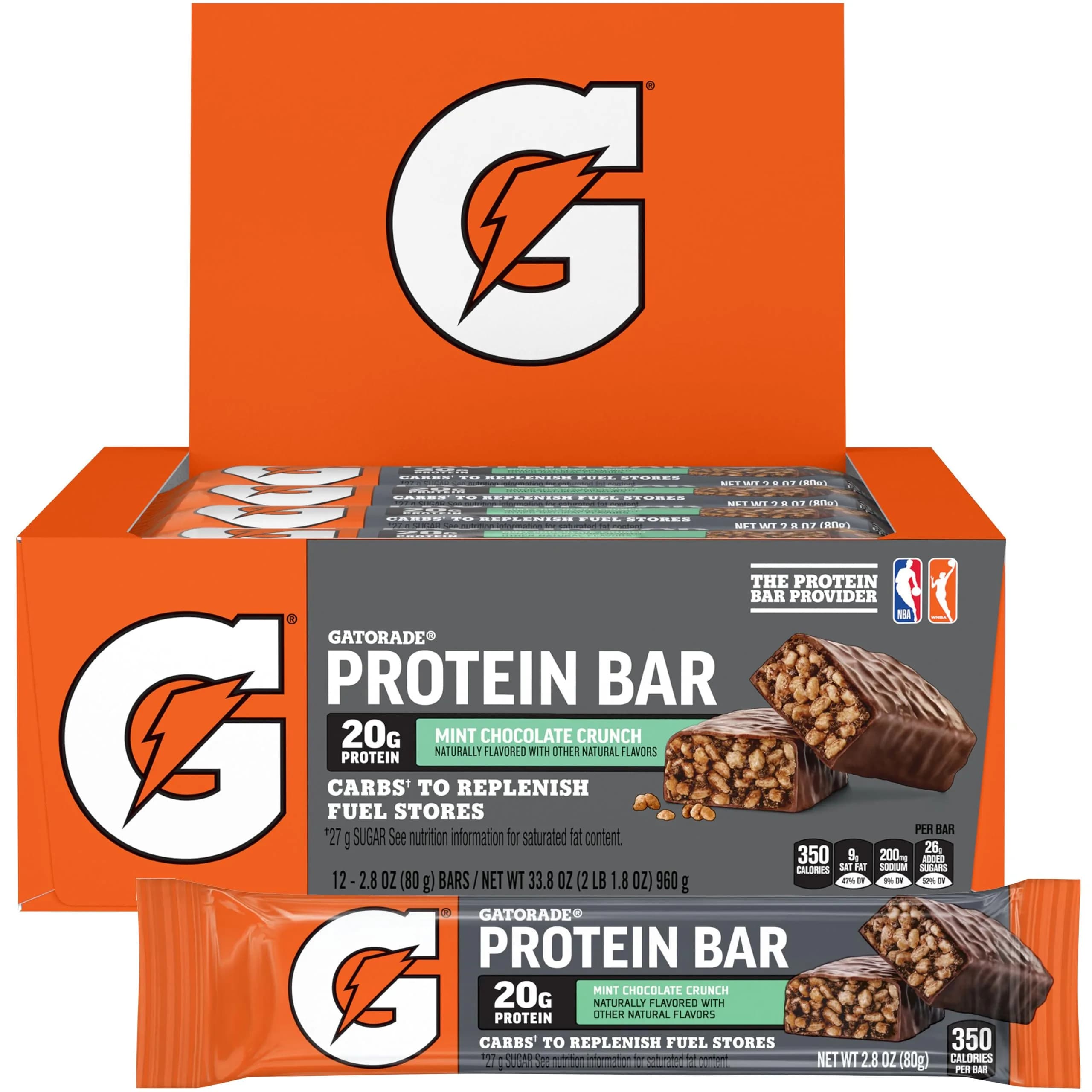 Gatorade Whey Protein Bars, Mint Chocolate Crunch, 2.8 oz (80 g) | 20g Protein for Muscle Recovery