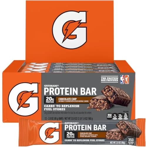 Gatorade Whey Protein Recover Bars, Chocolate Chip | 20g Protein, 42g Carbs for Muscle Recovery thumbnail 1