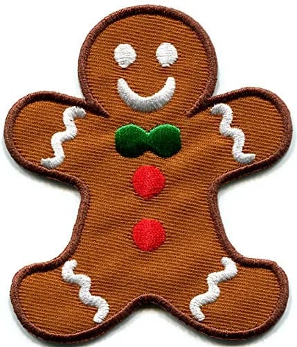 TKPatch Gingerbread Man Embroidered Applique Patch 2.75x3.13 inches | Holiday Cartoon Design for Kids & Adults thumbnail 1