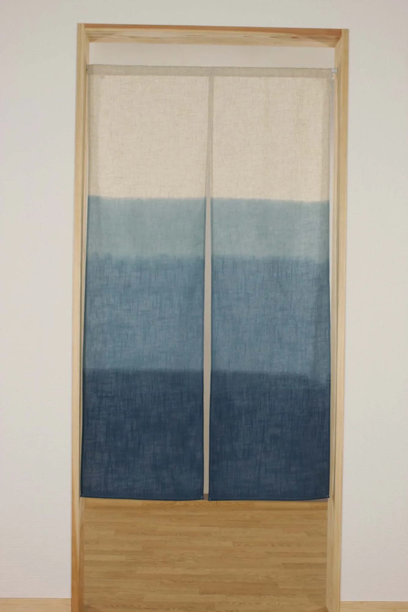NARUMI 鸣海 Japanese Noren Curtain 150cm (59.1") | Light-Filtering Blue Gradation - view 2