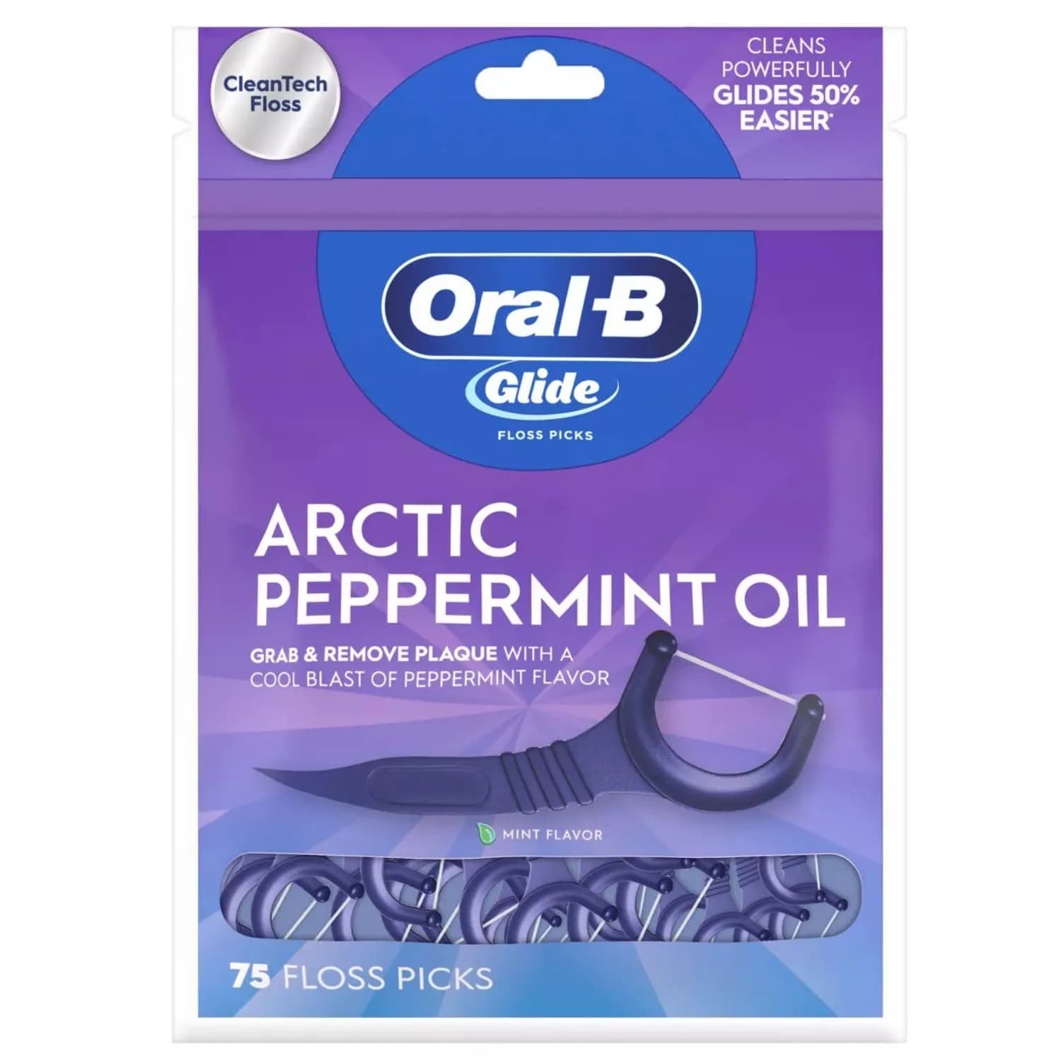 Oral-B Glide 3D White Floss Picks Radiant Mint, 75 Count (Pack of 6) | Helps Prevent Surface Stains