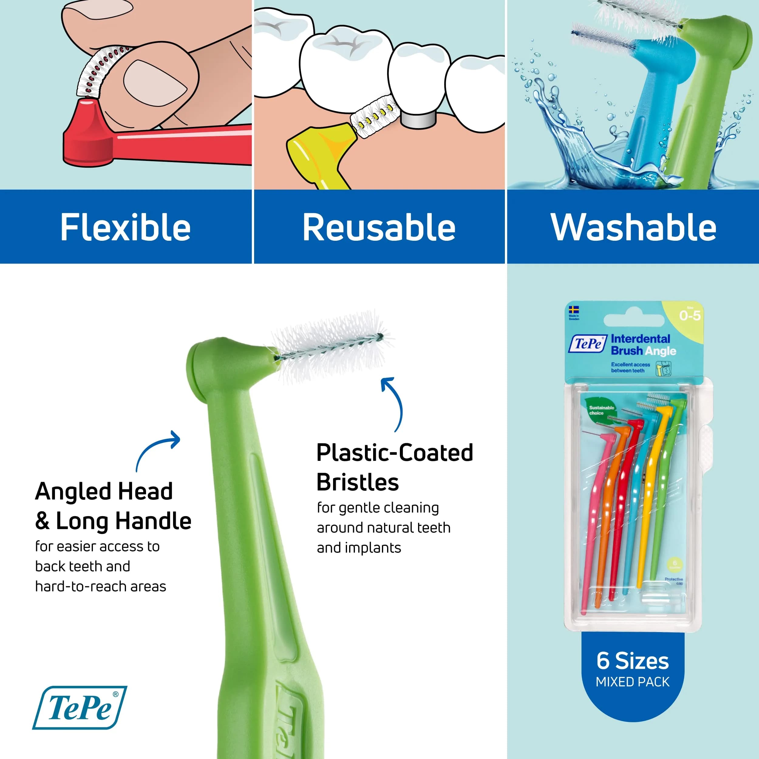 TePe Interdental Brush Angle Mixed Pack | 6 Count (Pack of 1) - view 5