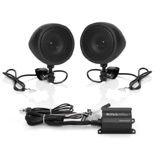 BOSS Audio Systems MCBK420B Motorcycle Speakers & 2 Channel Amp Package | Bluetooth Weatherproof Audio (70-120 chars) thumbnail 1