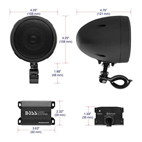 BOSS Audio Systems MCBK420B Motorcycle Speakers & 2 Channel Amp Package | Bluetooth Weatherproof Audio (70-120 chars) thumbnail 4