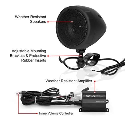 BOSS Audio Systems MCBK420B Motorcycle Speakers & 2 Channel Amp Package | Bluetooth Weatherproof Audio (70-120 chars) thumbnail 2