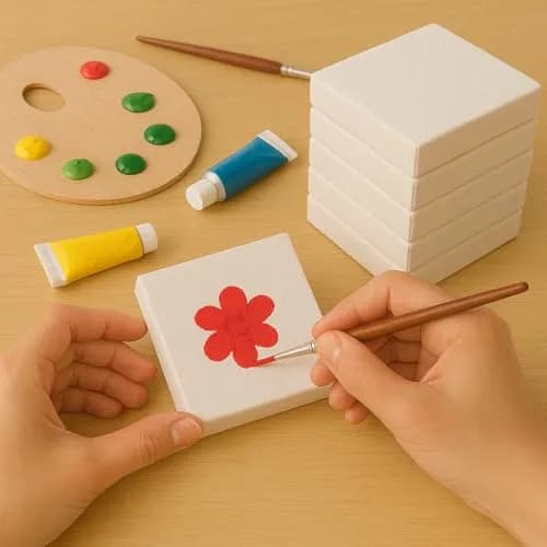 LWR CRAFTS Mini Stretched Canvas 3" x 3" Pack of 12 | Perfect for Oil & Acrylic Art thumbnail 5