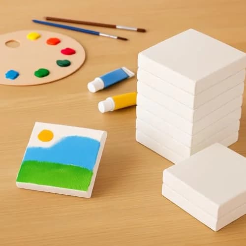 LWR CRAFTS Mini Stretched Canvas 4" x 4" Pack of 6 | Acid-Free Cotton Art Surface for Painting thumbnail 7