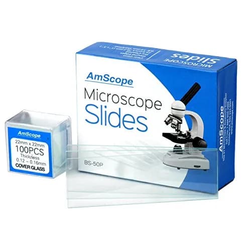 AmScope Microscope Slides & Cover Slips 50/100 Count | Optical Glass, Factory-Sealed thumbnail 1