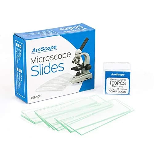AmScope Microscope Slides & Cover Slips 50/100 Count | Optical Glass, Factory-Sealed thumbnail 2