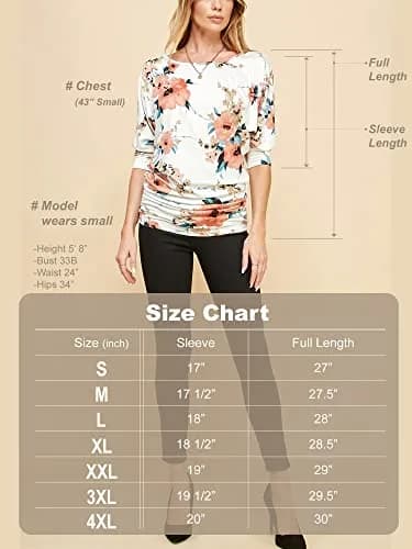 Made By Johnny Womens Tunic L Jade | Casual 3/4 Sleeve Drape Top thumbnail 7