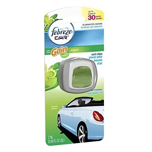 Febreze Car Vent Clip Air Freshener, Gain Original Scent, 0.06 Fl Oz (Pack of 2) | Eliminates Odors thumbnail 1