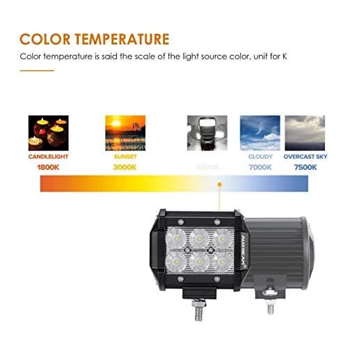 Auxbeam LED Light Bar 4" 18W Flood Beam Off Road Lights | IP67 Waterproof, 1260-1800lm, 6000K, Heavy Duty Aluminum thumbnail 5
