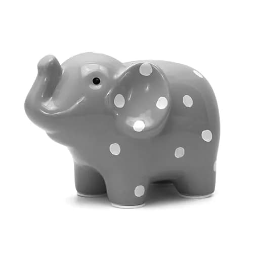 Child to Cherish Ceramic Polka Dot Elephant Piggy Bank, Grey | Durable, Hand-Painted Kids Money Bank thumbnail 4