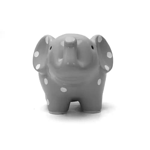 Child to Cherish Ceramic Polka Dot Elephant Piggy Bank, Grey | Durable, Hand-Painted Kids Money Bank thumbnail 5