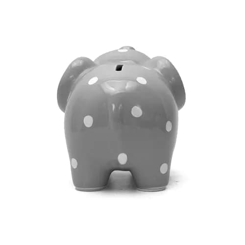 Child to Cherish Ceramic Polka Dot Elephant Piggy Bank, Grey | Durable, Hand-Painted Kids Money Bank thumbnail 6