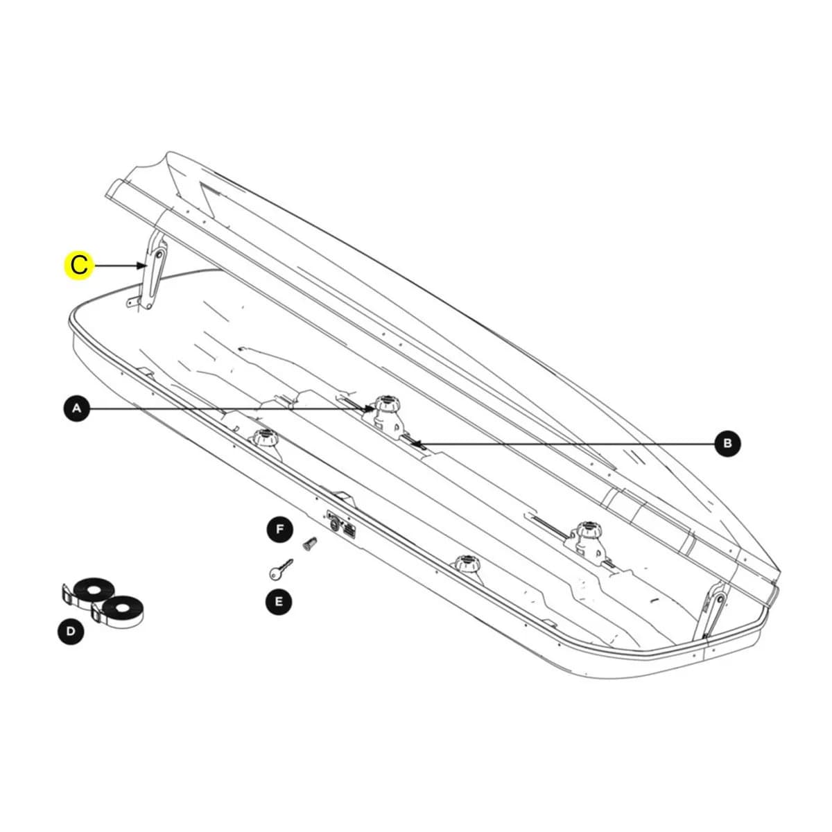 Thule Replacement Lid Lifter for Roof Boxes 14933 | Black Plastic - main product image
