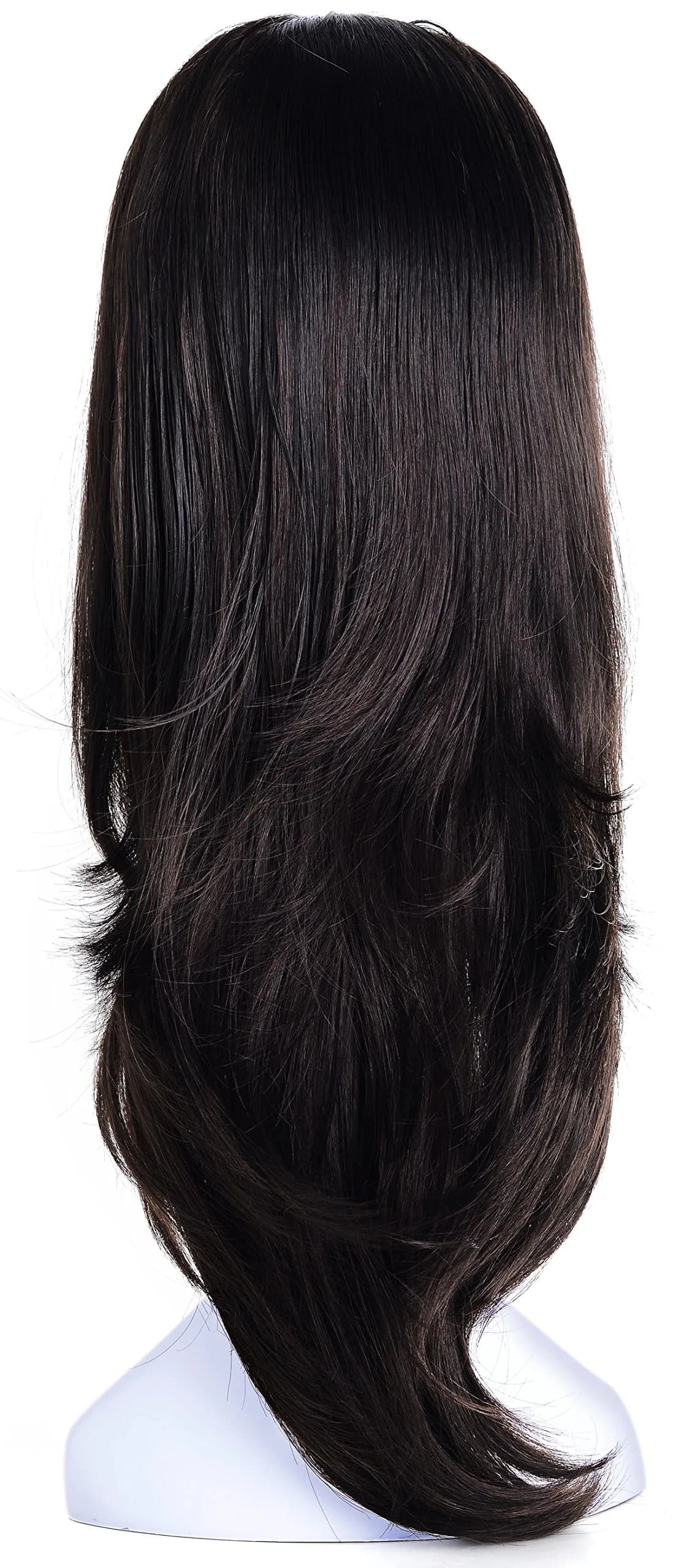 Onedor 22" Semi Curly Hair Women Ladies 3/4 Half Wig Premium Japanese Synthetic fibers with Secured Mesh Head Cap