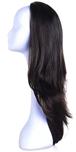 Onedor 22" Semi Curly Hair Women Ladies 3/4 Half Wig Premium Japanese Synthetic fibers with Secured Mesh Head Cap thumbnail 2