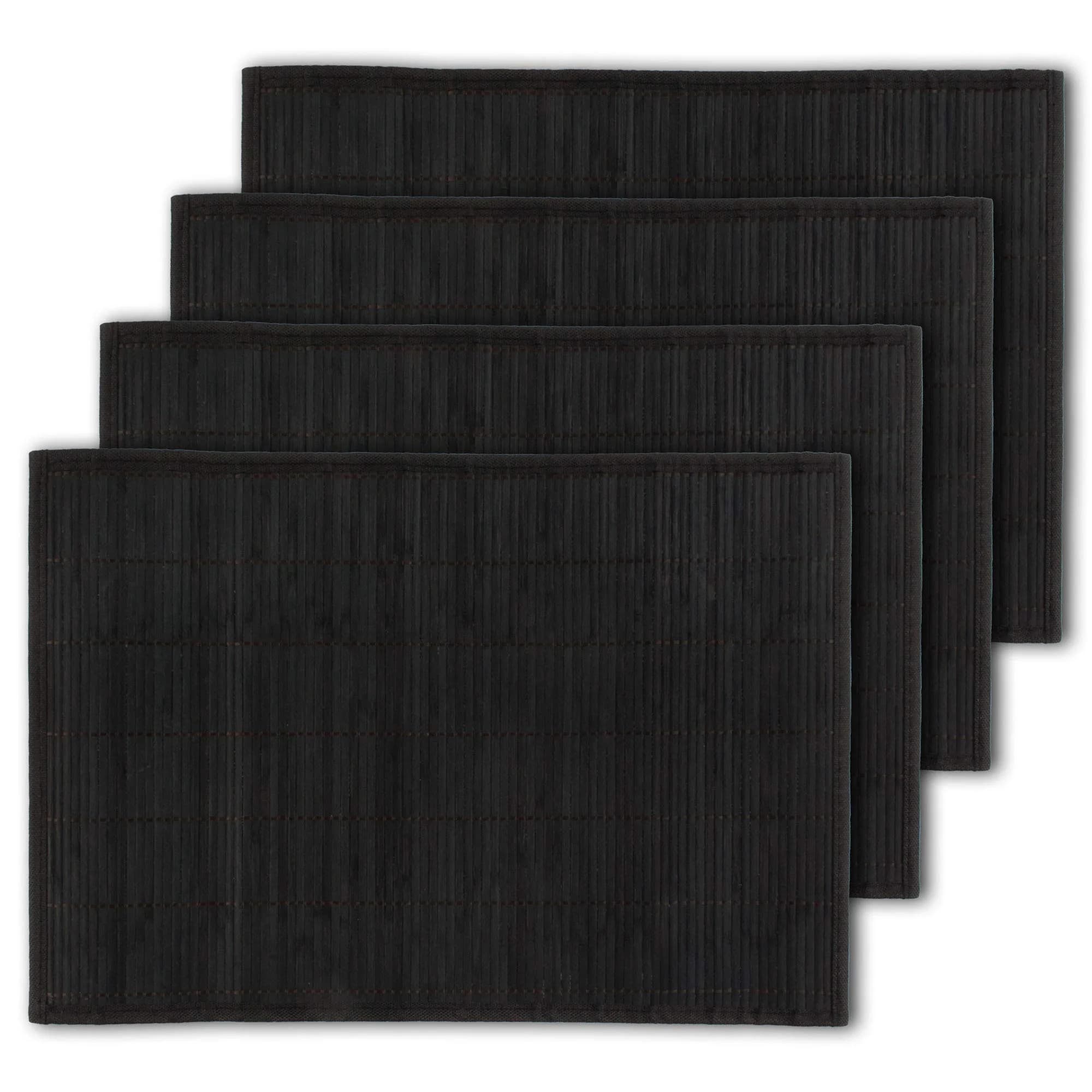 BambooMN Bamboo Placemat 18" x 13" Brown | Reversible & Eco-Friendly (70-120 chars) — Black / 4 Units