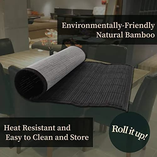 BambooMN Bamboo Placemat - 18" x 13" | Reversible, Natural Bamboo, 4 pcs thumbnail 4