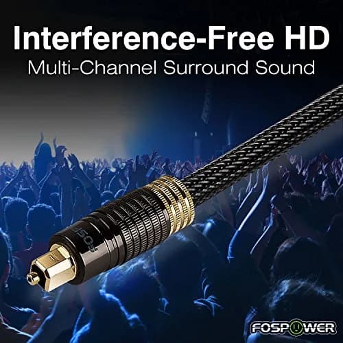 FosPower 24K Gold Plated Toslink Digital Fiber Optical Audio Cable, 10 FT | High-Quality Optical Audio Connection thumbnail 2