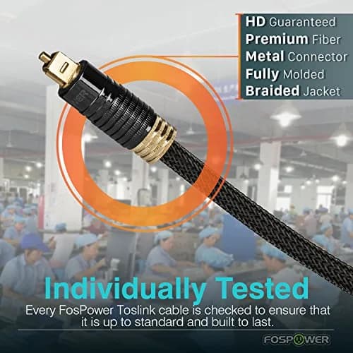 FosPower 24K Gold Plated Toslink Digital Fiber Optical Audio Cable 0.91 m (3 FT) | High Speed S/PDIF Cable for Home Theater, Soundbar, TV thumbnail 5