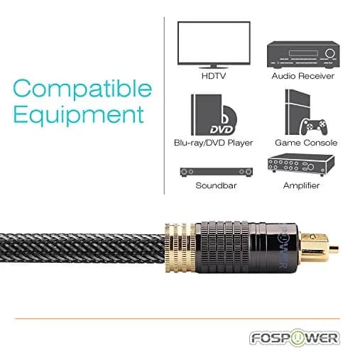 FosPower 24K Gold Plated Toslink Digital Fiber Optical Audio Cable 0.91 m (3 FT) | High Speed S/PDIF Cable for Home Theater, Soundbar, TV thumbnail 7