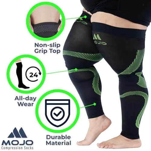 Mojo Compression Socks Thigh High Leg Sleeve 20-30mmHg | Support for Varicose Veins & Swelling thumbnail 4