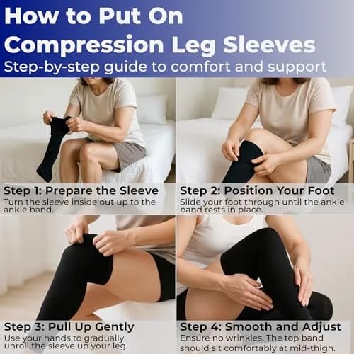 Mojo Compression Socks Thigh High Leg Sleeve 20-30mmHg | Support for Varicose Veins & Swelling thumbnail 7