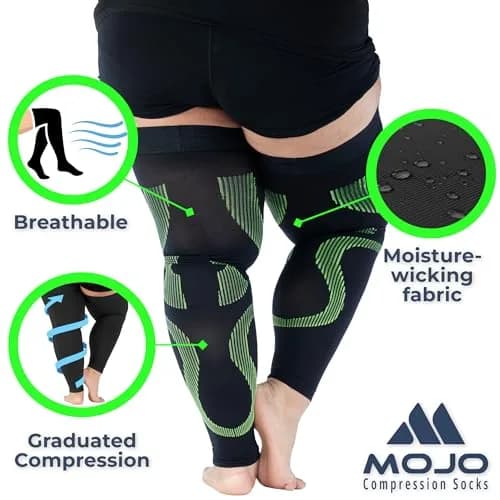 Mojo Compression Socks Thigh High Leg Sleeve 20-30mmHg | Support for Varicose Veins & Swelling thumbnail 3