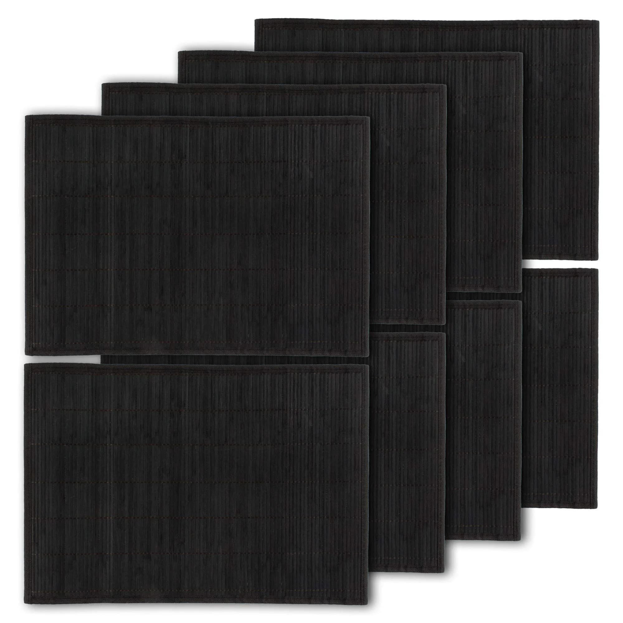 BambooMN Bamboo Placemat 18" x 13" Brown | Reversible & Eco-Friendly (70-120 chars) — Black / 8 Units