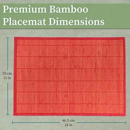 BambooMN Bamboo Placemat 18" x 13" | Red, 8 pcs, Reversible & Heat-Resistant thumbnail 4