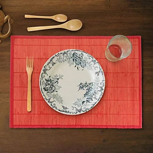 BambooMN Bamboo Placemat 18" x 13" | Red, 4 pcs, Reversible & Eco-Friendly thumbnail 5