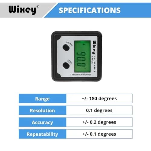 Wixey Digital Angle Gauge for Table Saw & Miter Saw, Magnetic | Precise, Backlit LCD, Magnetic Base thumbnail 7