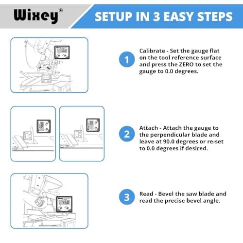 Wixey Digital Angle Gauge for Table Saw & Miter Saw, Magnetic | Precise, Backlit LCD, Magnetic Base thumbnail 3