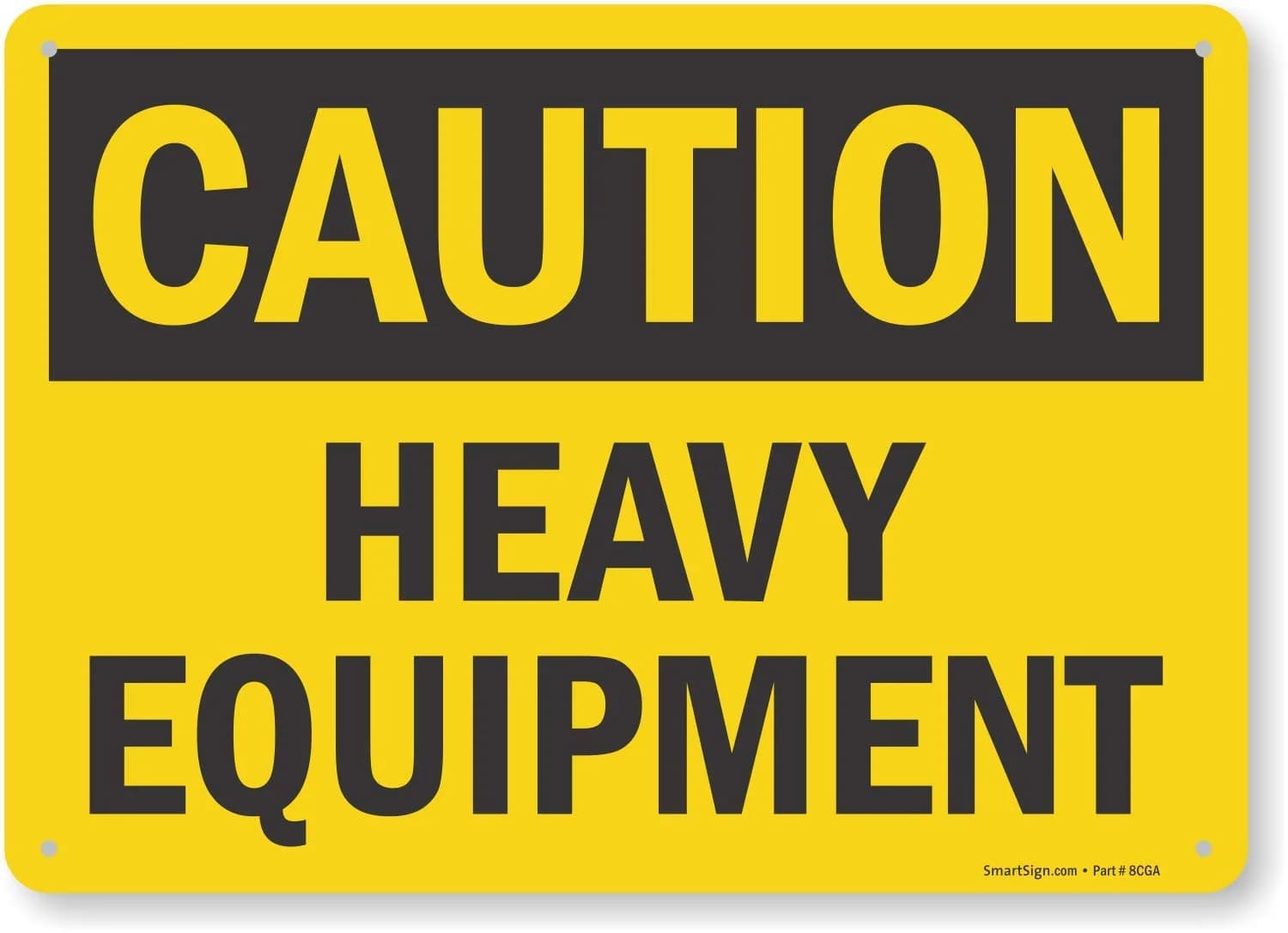 SmartSign Caution Heavy Equipment OSHA Metal Sign 10 x 14 inch | Rustproof Aluminum, Black and Yellow - main product image