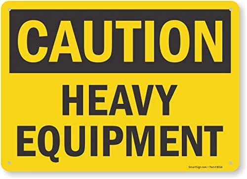 SmartSign Caution Heavy Equipment OSHA Metal Sign 10 x 14 inch | Rustproof Aluminum, Black and Yellow thumbnail 1