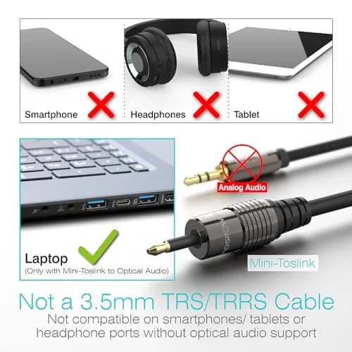 FosPower 24K Gold Plated Toslink to Mini Toslink Optical Audio Cable, 3 FT | High-Quality Digital Connection for India thumbnail 3