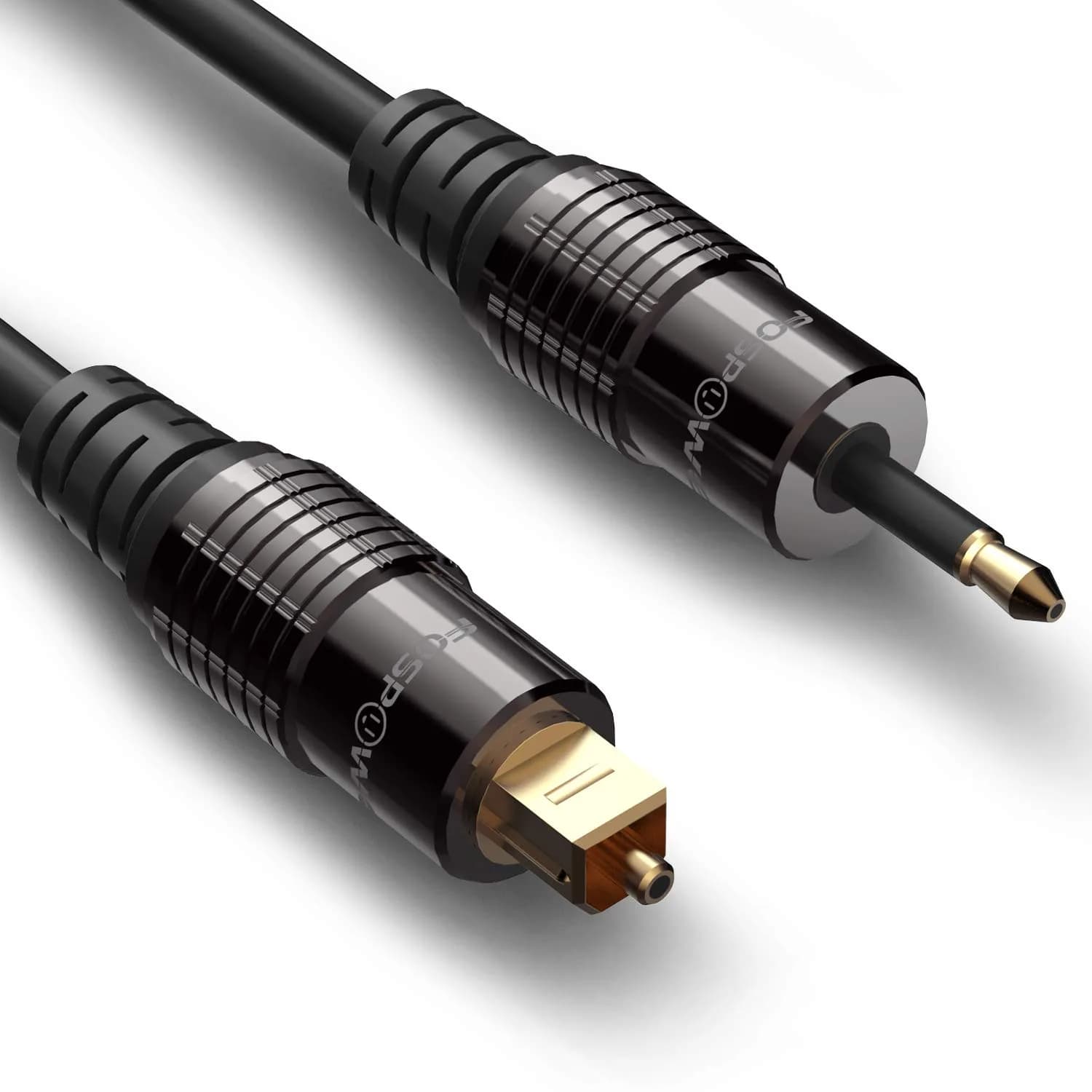 FosPower 24K Gold Plated Toslink to Mini Toslink Optical Cable 6ft | Supports 5.1/7.1 Surround Sound - main product image
