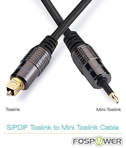 FosPower 24K Gold Plated Toslink to Mini Toslink Optical Audio Cable, 10 FT | High-Quality Digital Optical Connection thumbnail 2