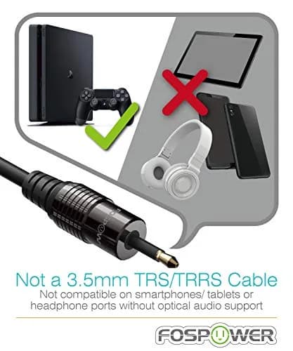 FosPower 24K Gold Plated Toslink to Mini Toslink Optical Audio Cable, 10 FT | High-Quality Digital Optical Connection thumbnail 3