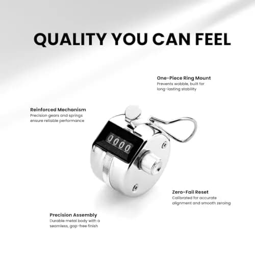 Digi 1st TC-04 Handheld Tally Counter 1-Pack | Mechanical Digital Pitch Counter, Heavy Duty Metal, Silver thumbnail 3