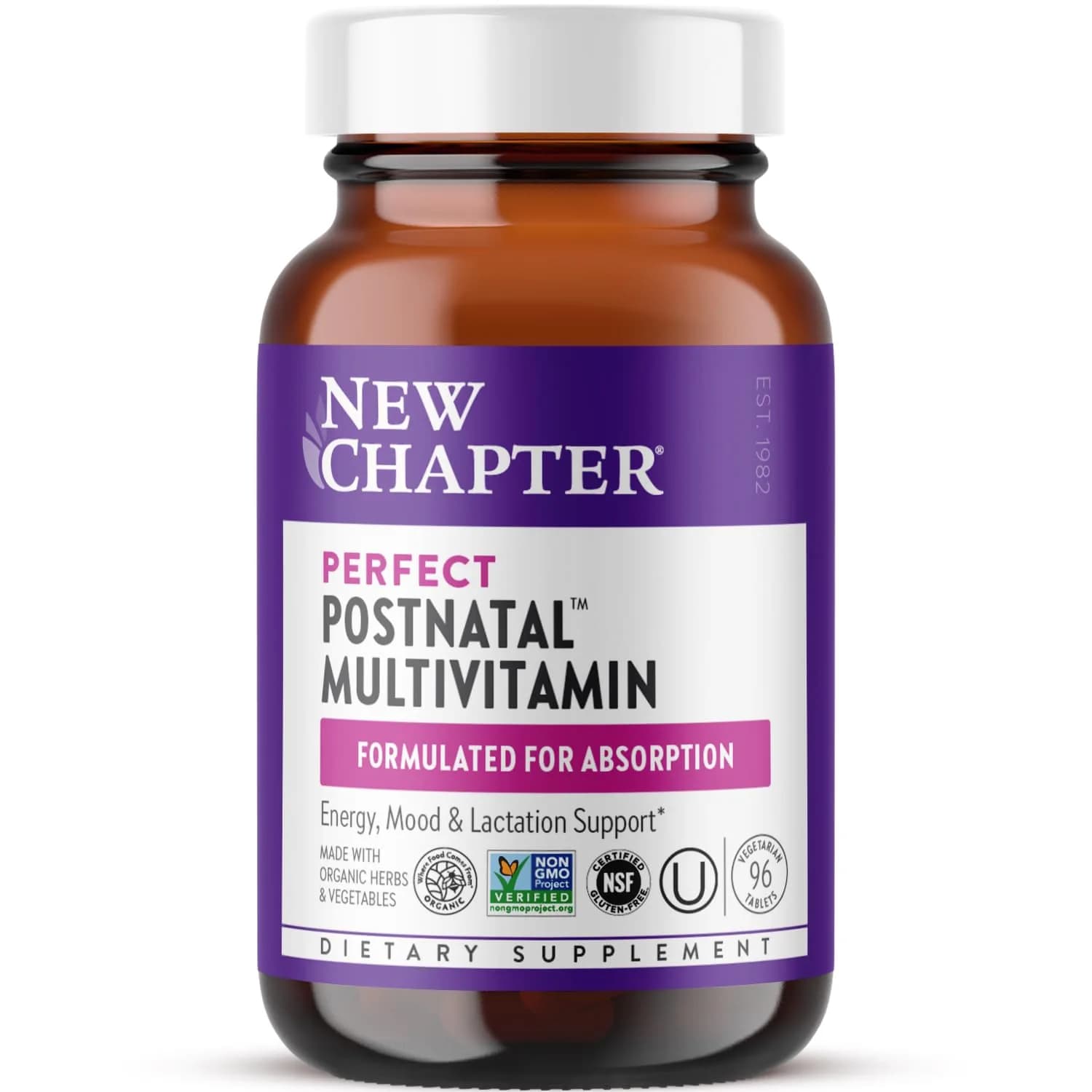 New Chapter Perfect Postnatal Multivitamin 96 Count | Supports Lactation & Energy — Multi