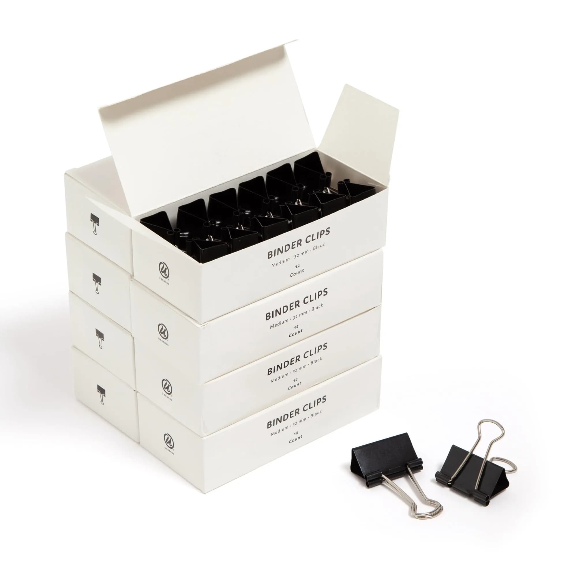 U Brands Medium Binder Clips 1-1/4 Inch (96 Count) | Holds 1/2 Inch Paper, Black - main product image