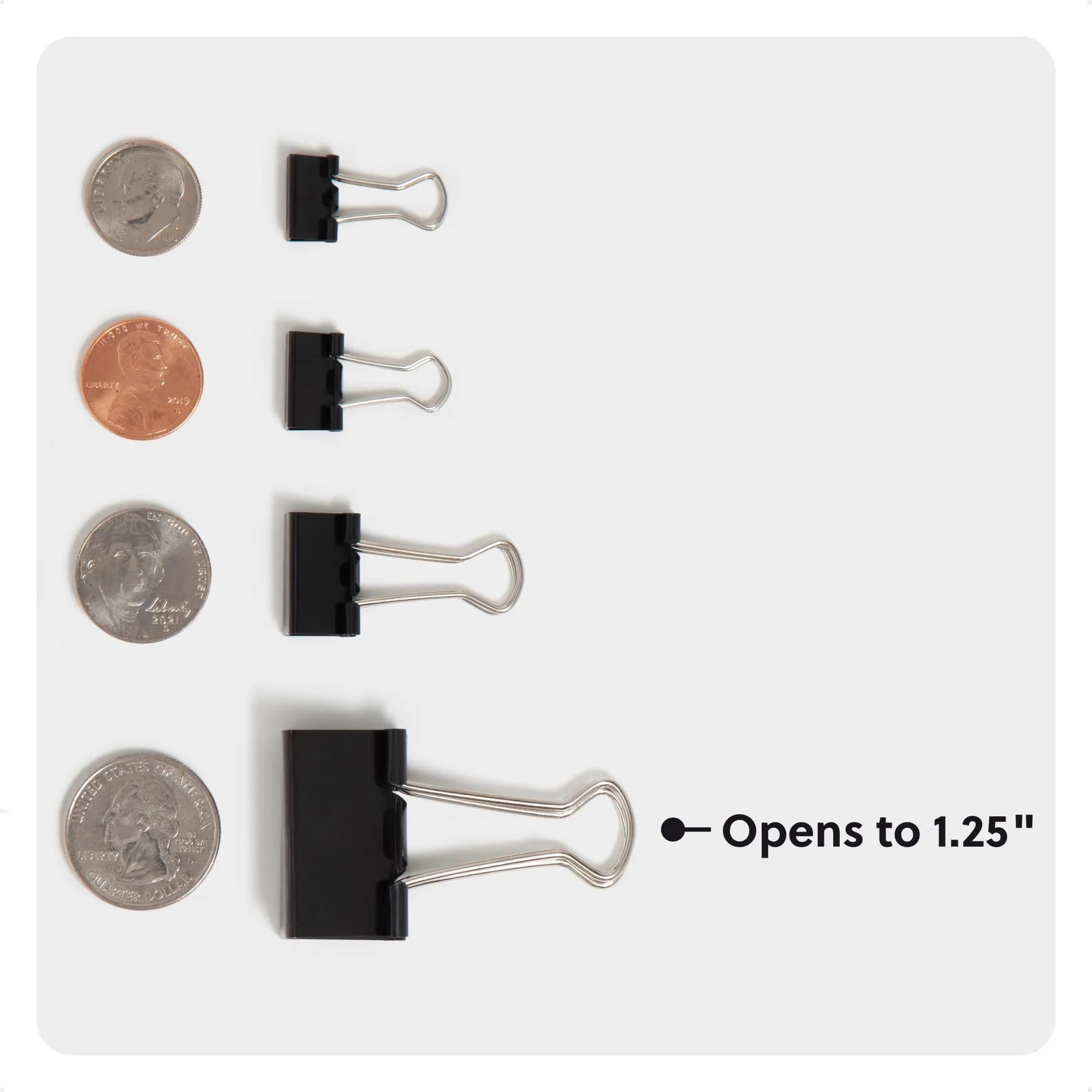 U Brands Medium Binder Clips 1-1/4 Inch (96 Count) | Holds 1/2 Inch Paper, Black - view 5