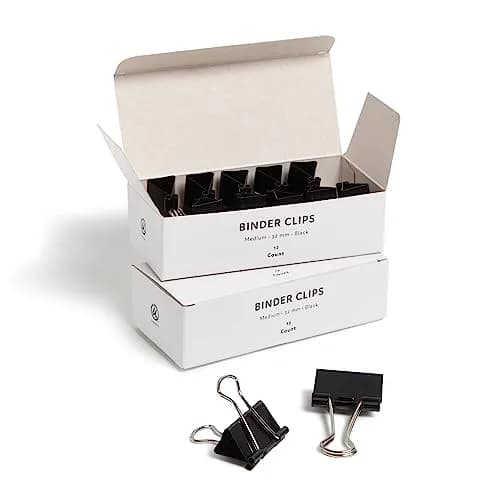U Brands Black Binder Clips 1.25 Inch (32mm) Medium Paper Clamps, 24-Count | Strong Grip for Documents thumbnail 1