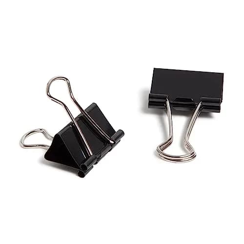 U Brands Black Binder Clips 1.25 Inch (32mm) Medium Paper Clamps, 24-Count | Strong Grip for Documents thumbnail 2